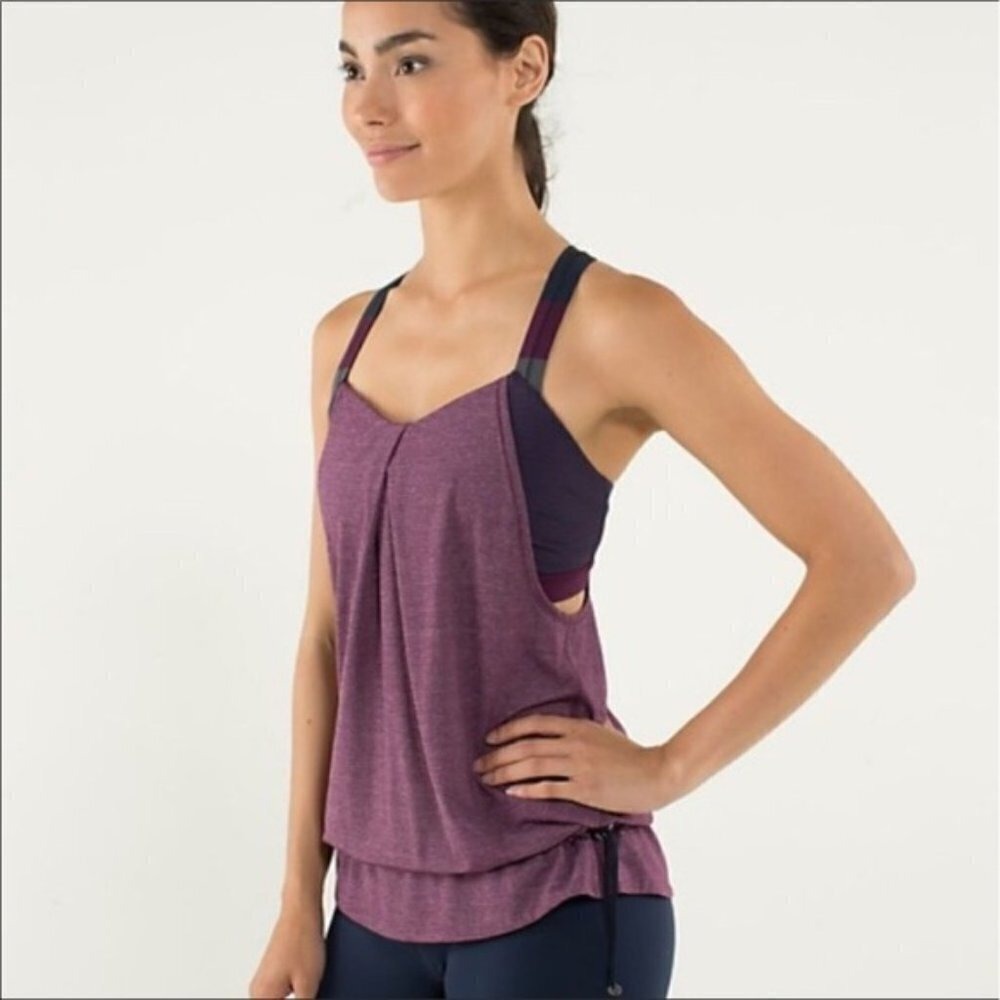 Lululemon Rest Less Wee Stripe Bra Tank Top Singlet Size 2? XS Plum Purple